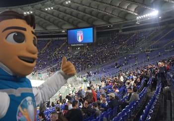 La mascotte Skillzy allo Stadio Olimpico di Roma 