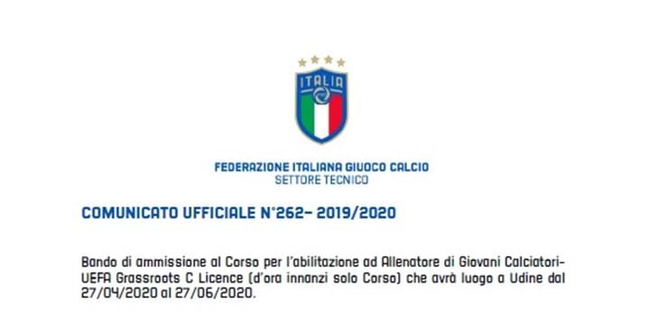 Corso Allenatori Giovani calciatori UEFA C di Udine - domande entro il 30 marzo anche via mail