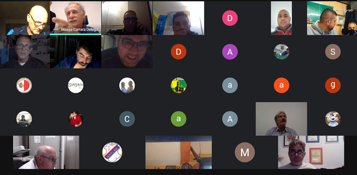 Le società di calcio giovanile della provincia di Lucca in video call.
