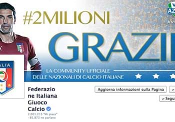 Facebook: la pagina degli Azzurri raggiunge i 2 milioni di "Like"