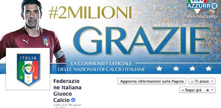 Facebook: la pagina degli Azzurri raggiunge i 2 milioni di 