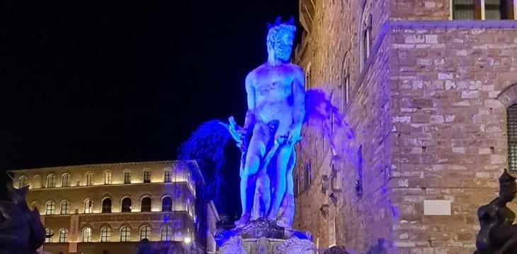 Florence lights up in blue for tonight’s match against Bulgaria at Stadio Artemio Franchi