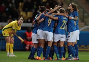 The Azzurre thrash Lithuania 7-0 in Parma. Bertolini: “Now, three points are needed against Switzerland”