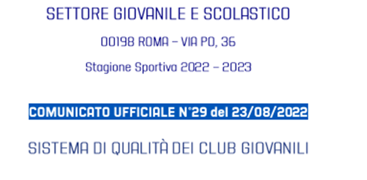 Sistema di Qualità dei Club Giovanili 2022-2023