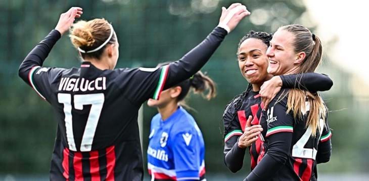 Tris del Milan contro la Sampdoria, la Viola batte il Sassuolo con un gol di Agard