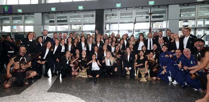 Le Azzurre presenti alla cerimonia di benvenuto in vista dell’inizio del Mondiale. Tra 5 giorni la gara inaugurale