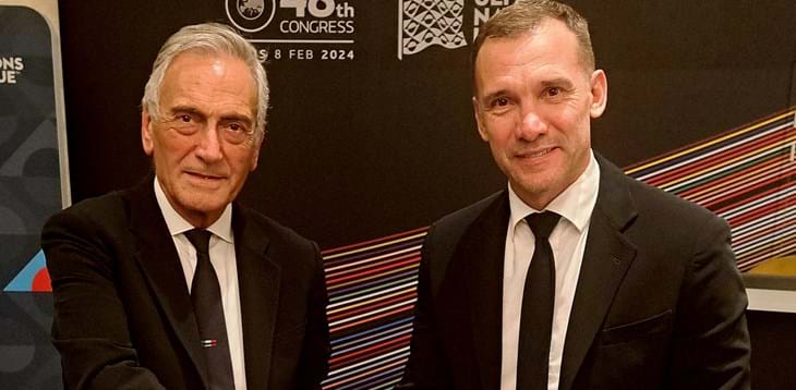 Italia-Ucraina. Gravina e Shevchenko firmano un accordo di collaborazione