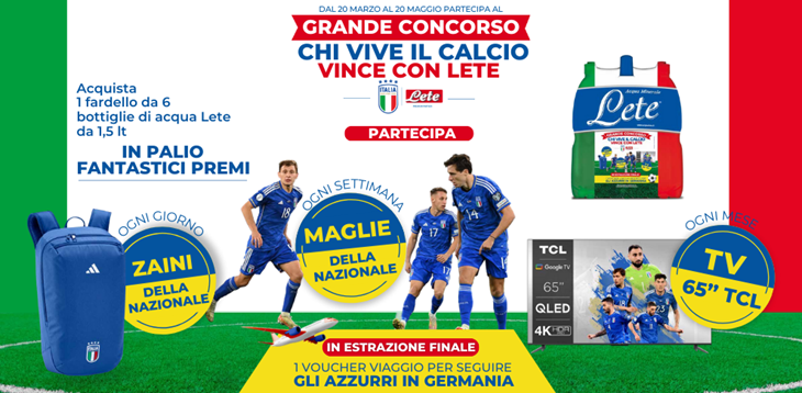 ‘Chi vive il Calcio, vince con Lete’: in palio un voucher viaggio per seguire gli Azzurri in Germania