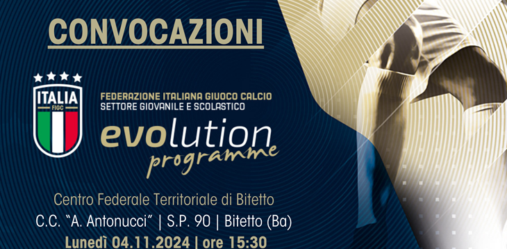 Convocazioni Centro Federale Territoriale di Bari-Bitetto del 4 novembre