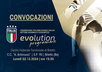 Convocazioni Centro di Sviluppo Territoriale Calcio a 5 di Bari-Turi del 2 dicembre 2024