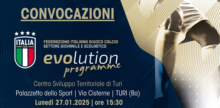 Convocazioni Centro di Sviluppo Territoriale Calcio a 5 di Bari-Turi del 27 gennaio 2025