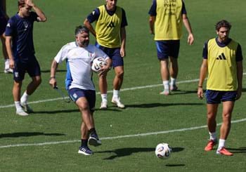 Gli Azzurri si allenano a Coverciano alla vigilia della sfida con Israele