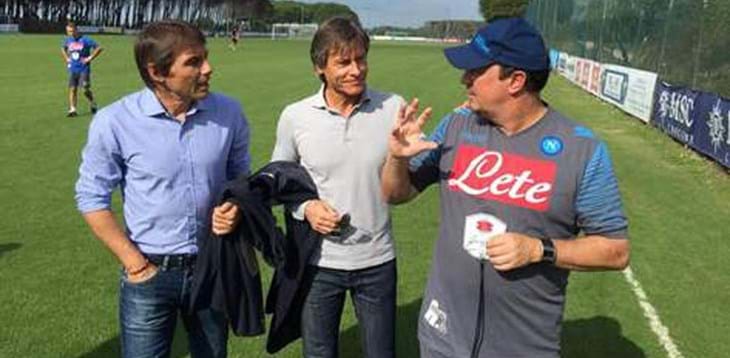 Conte e Oriali in visita a Castel Volturno per seguire l’allenamento del Napoli